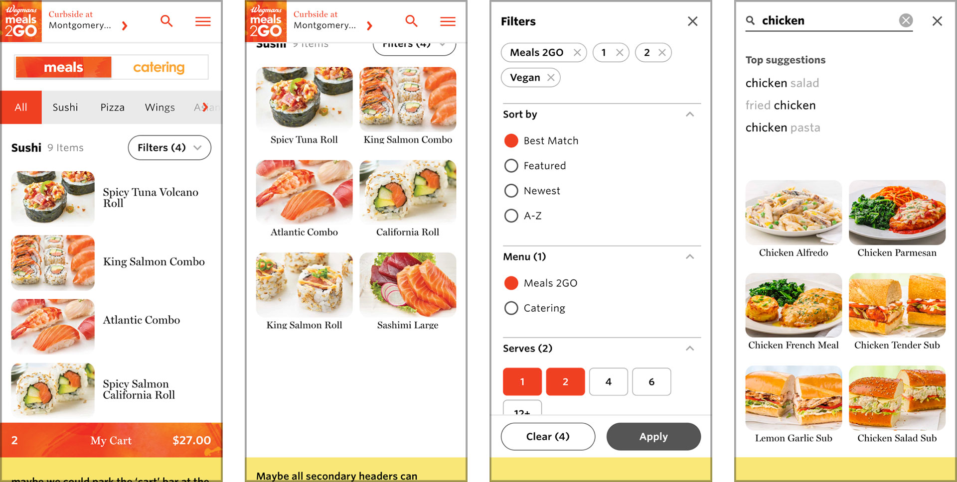 Wegmans Meals 2GO UI Design