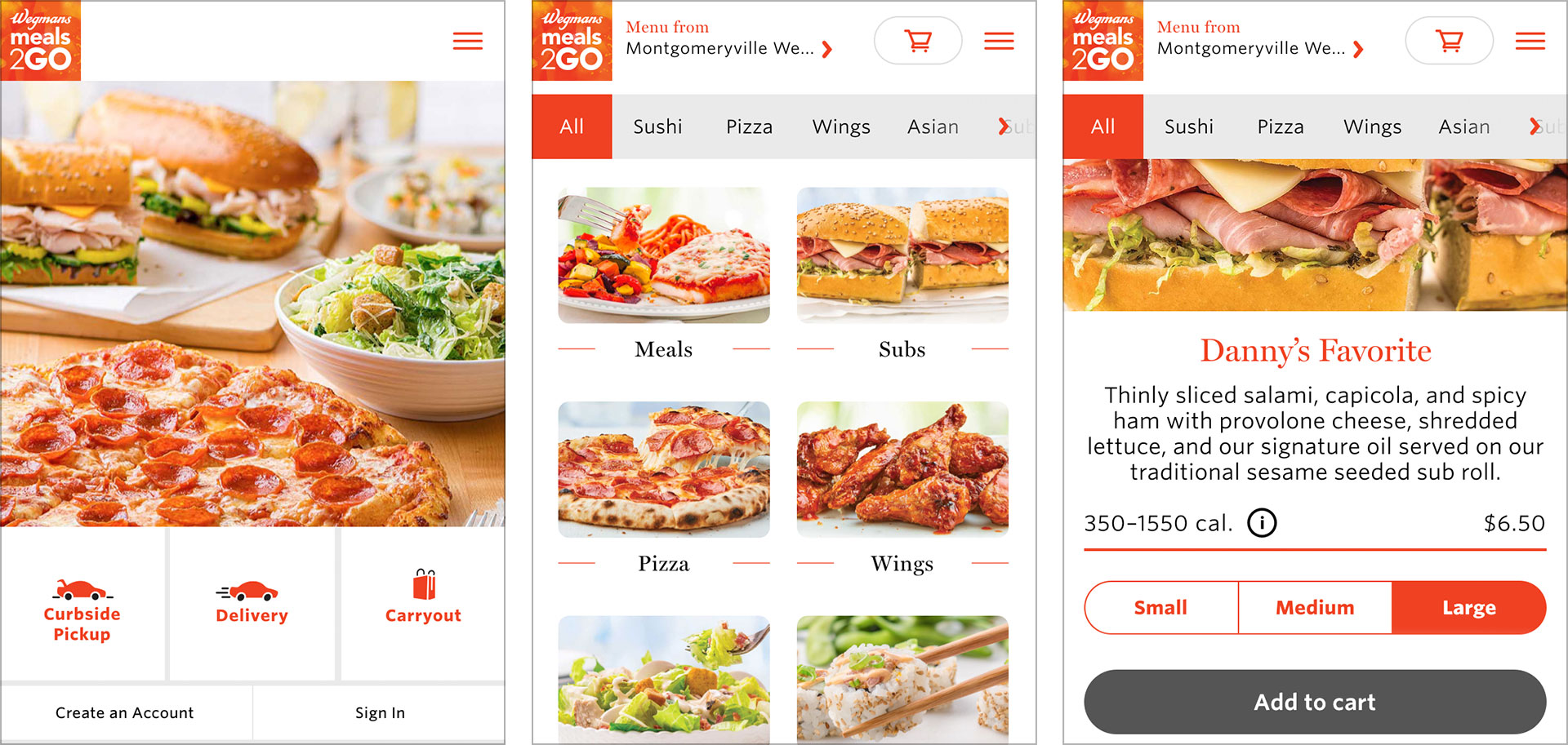 Wegmans Meals 2GO UI Design